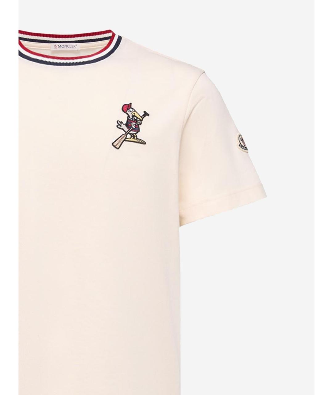 MONCLER Бежевая хлопковая футболка, фото 3