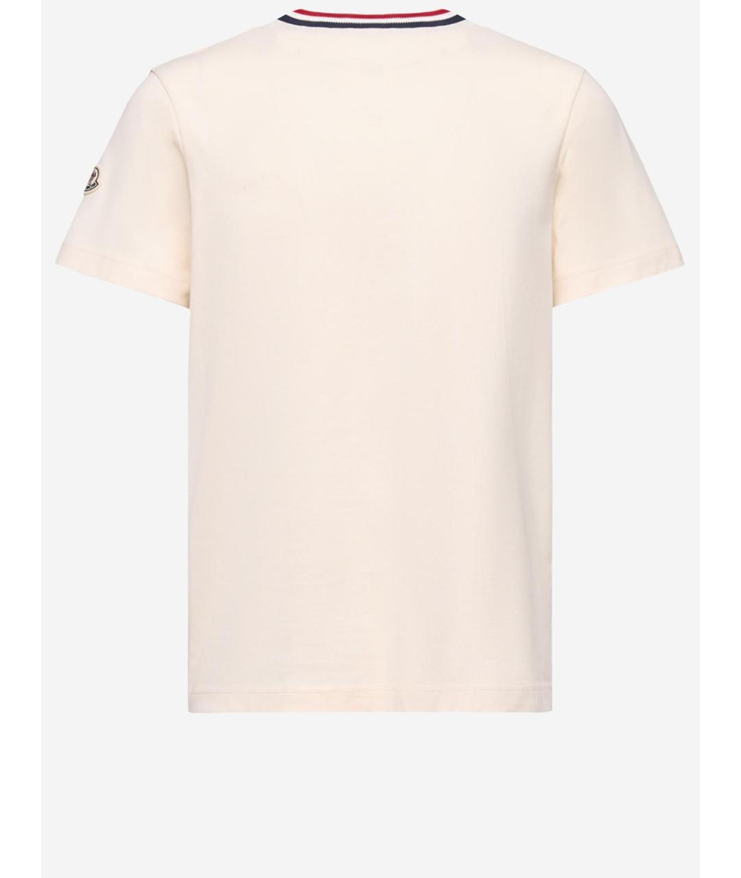 MONCLER Бежевая хлопковая футболка, фото 2
