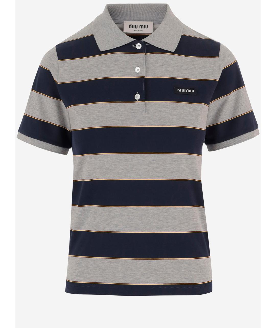 MIU MIU Серая хлопковая футболка, фото 4