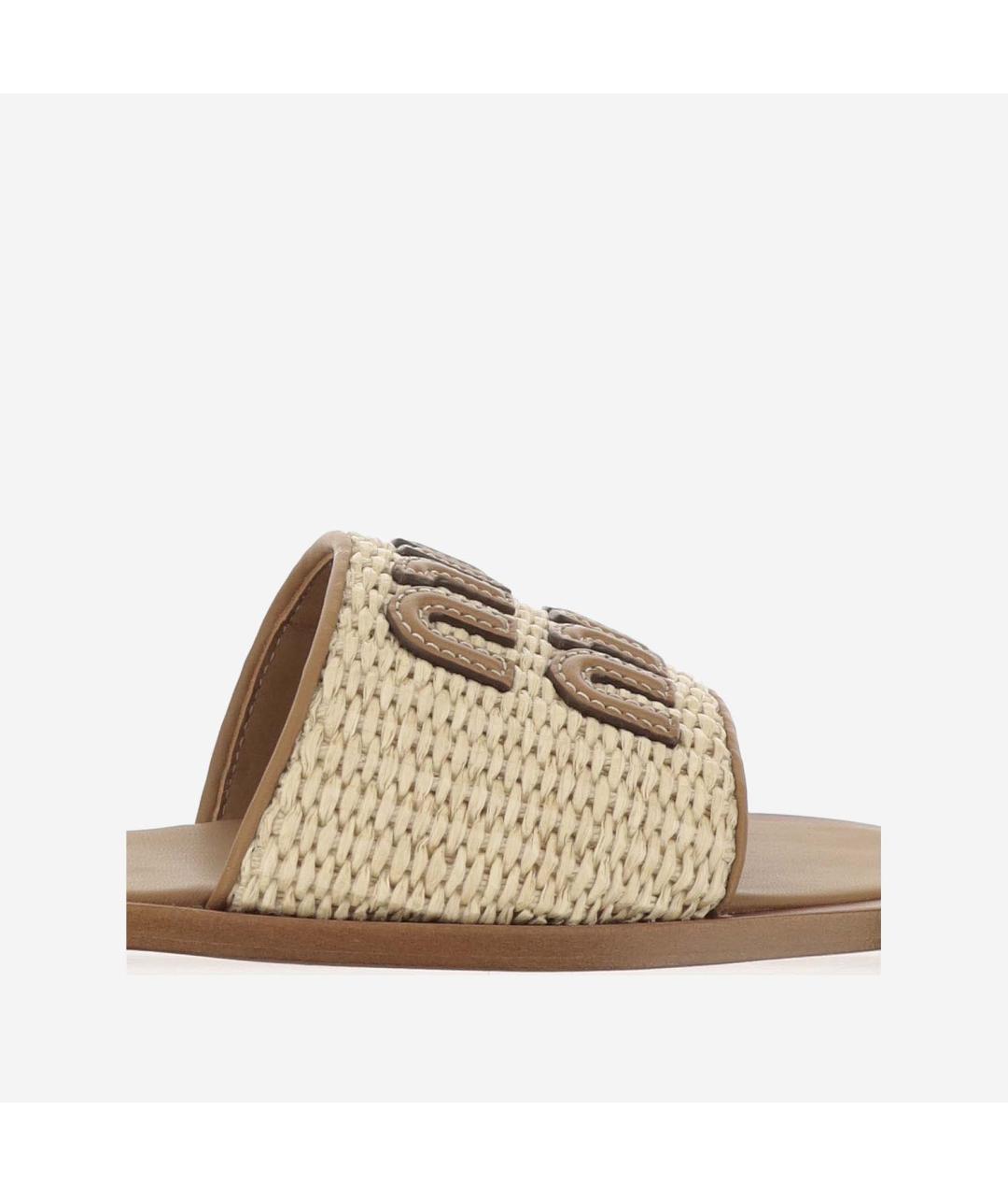 MIU MIU Бежевые шлепанцы, фото 4