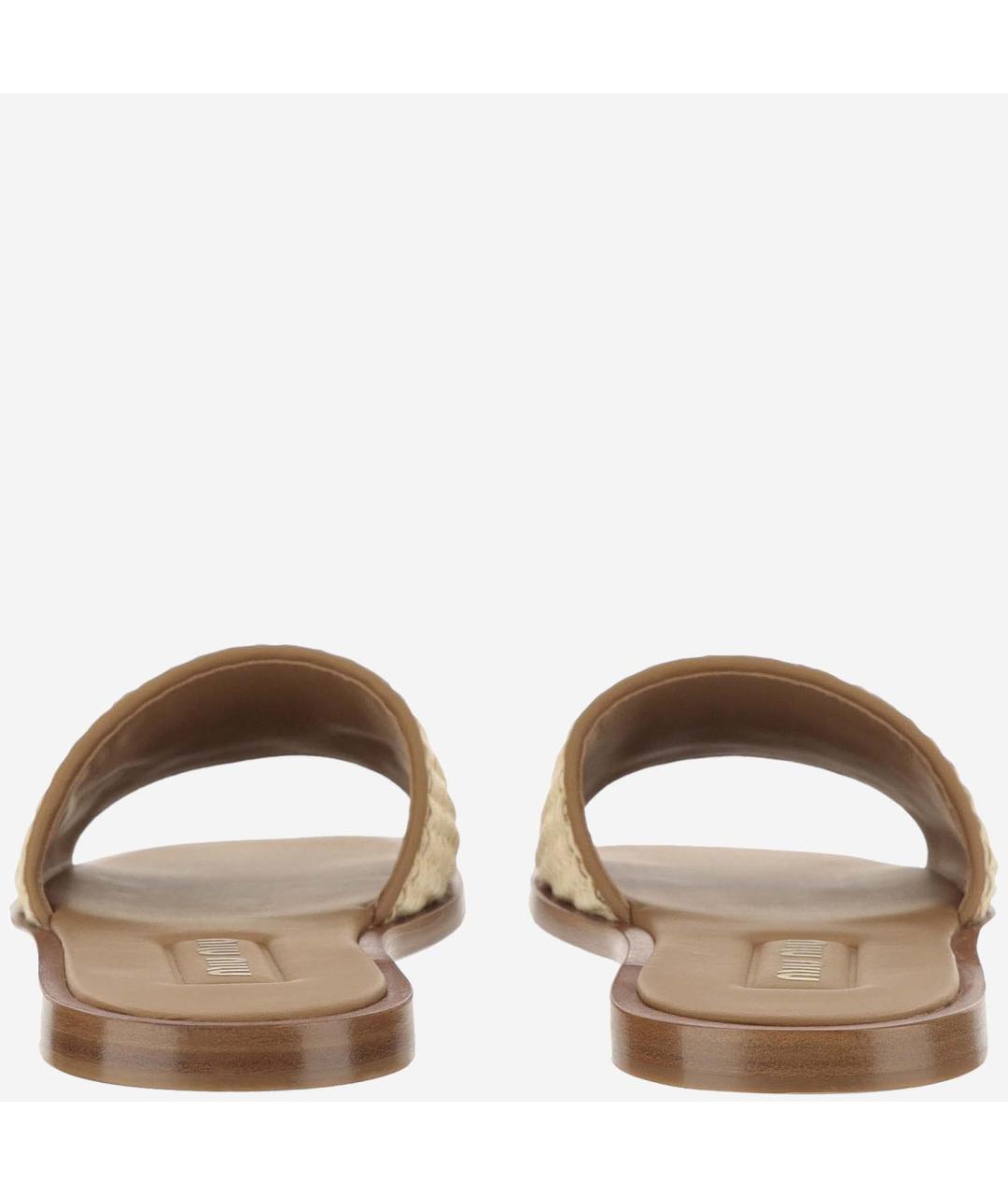 MIU MIU Бежевые шлепанцы, фото 3