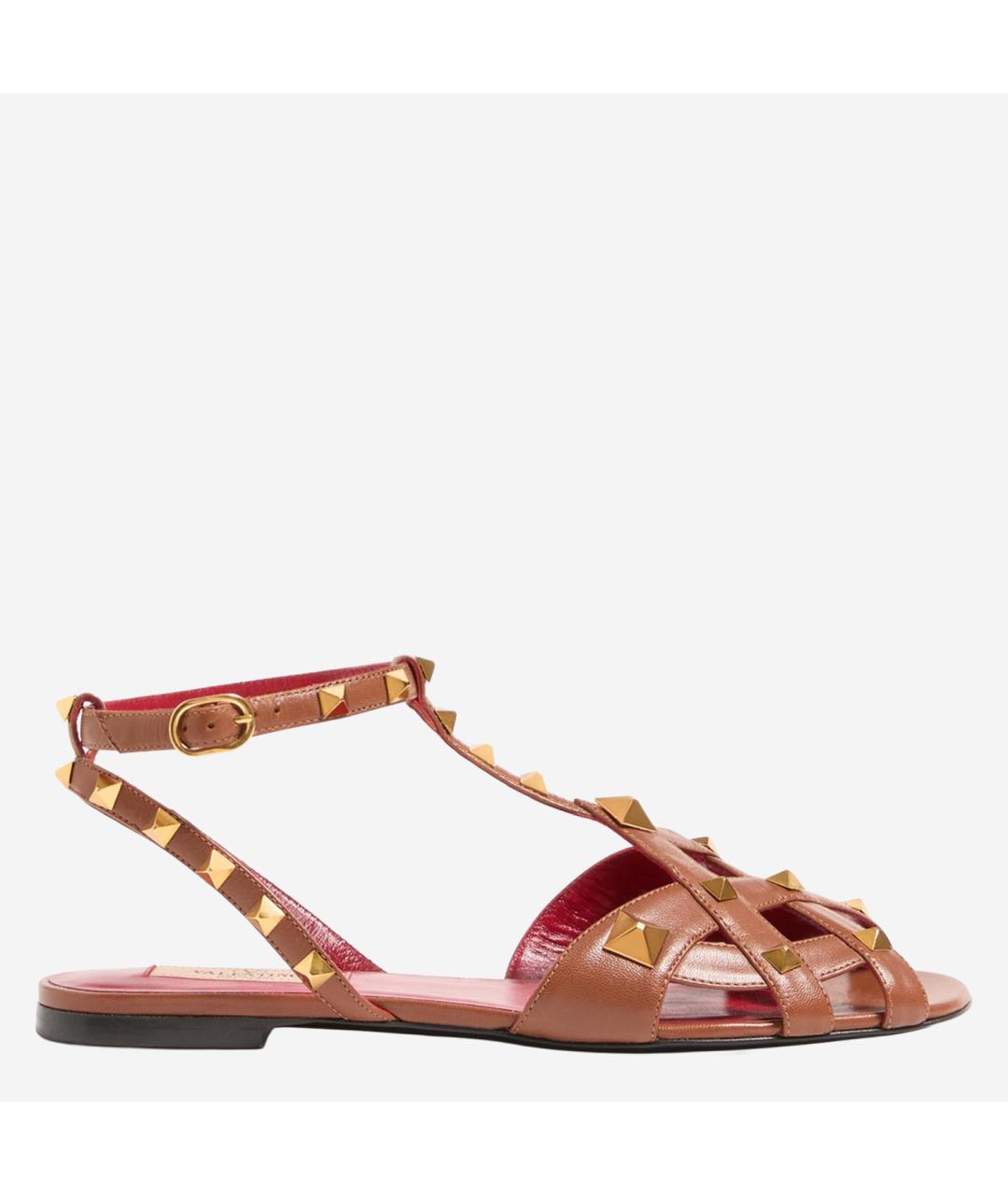 VALENTINO Коричневые кожаные сандалии, фото 5