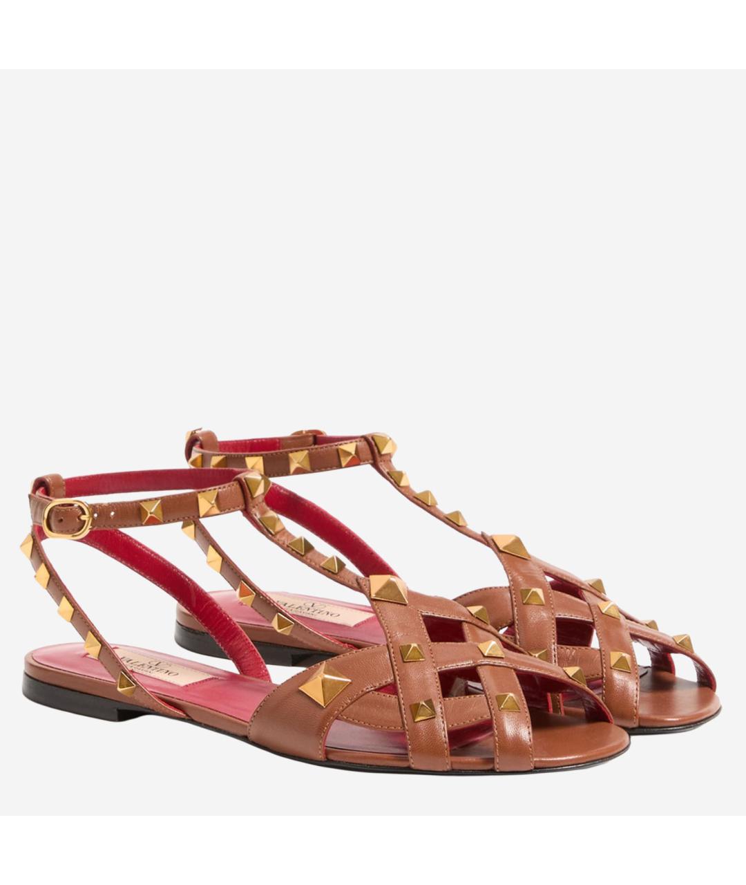 VALENTINO Коричневые кожаные сандалии, фото 2