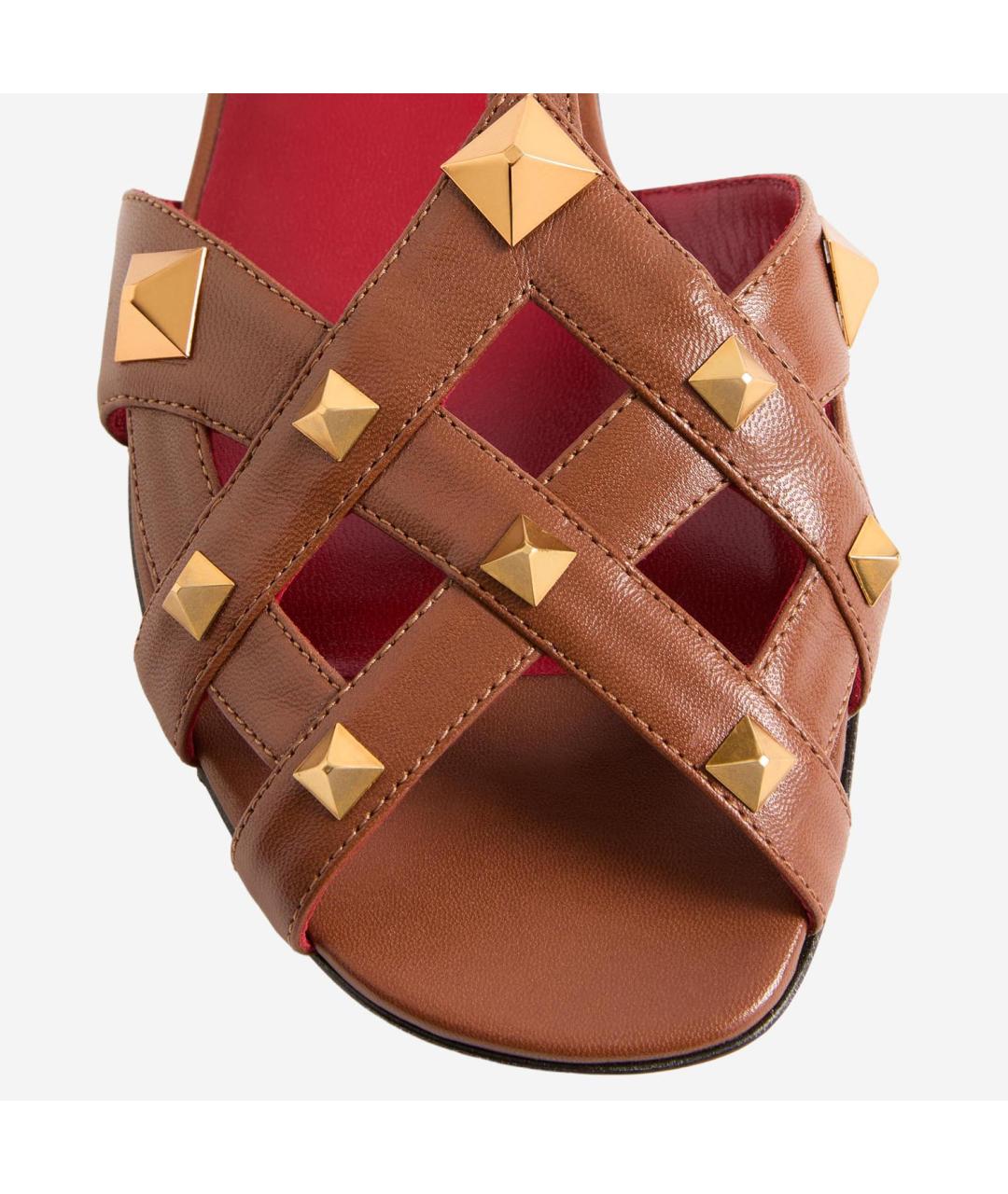 VALENTINO Коричневые кожаные сандалии, фото 4