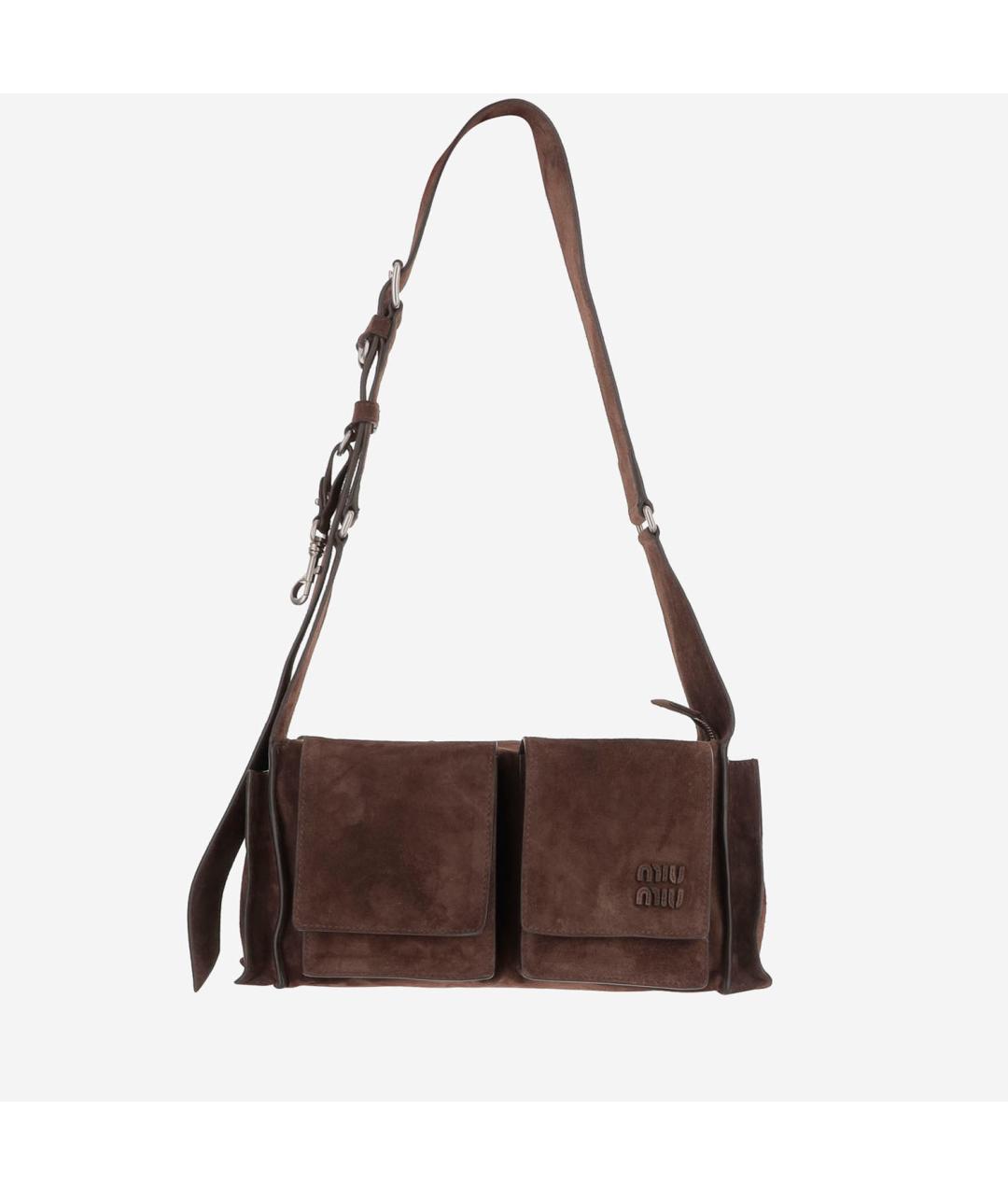 MIU MIU Коричневая замшевая сумка через плечо, фото 5