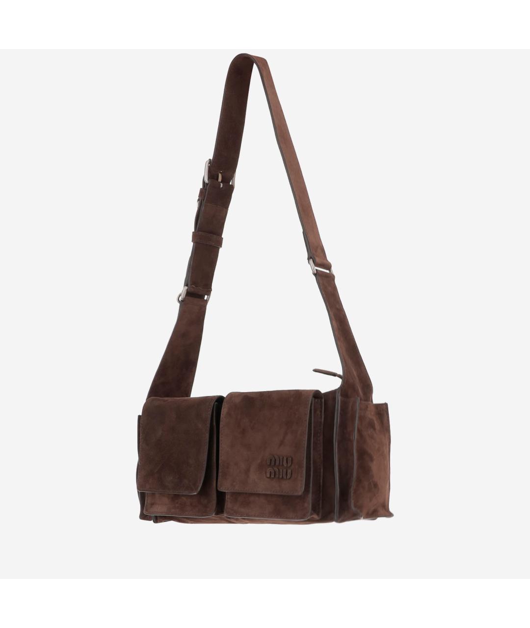 MIU MIU Коричневая замшевая сумка через плечо, фото 2