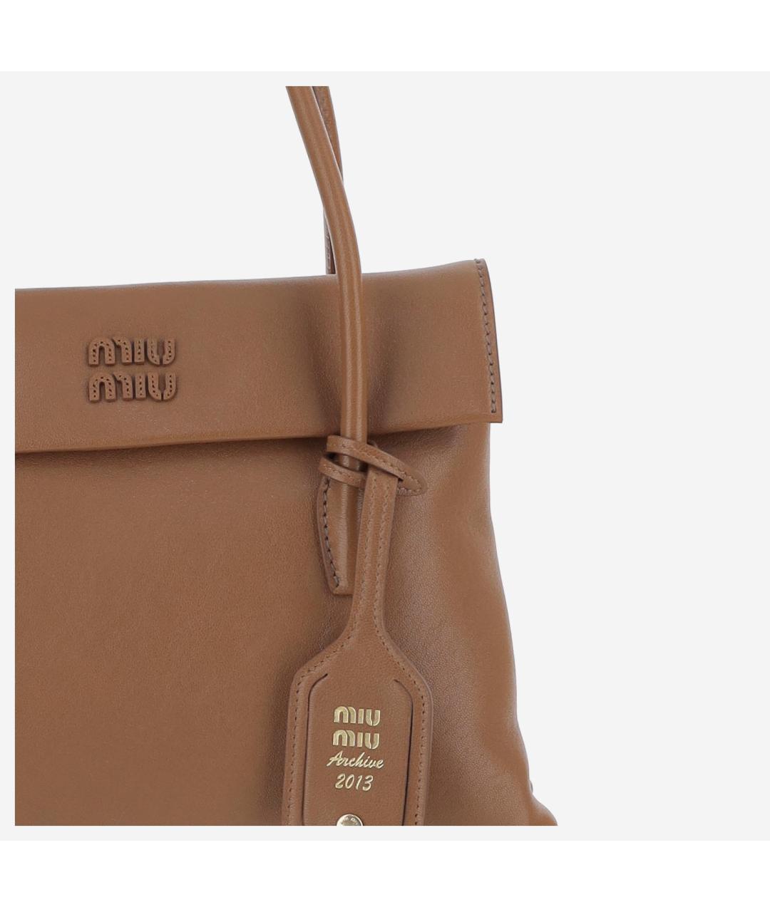 MIU MIU Коричневая кожаная сумка тоут, фото 4