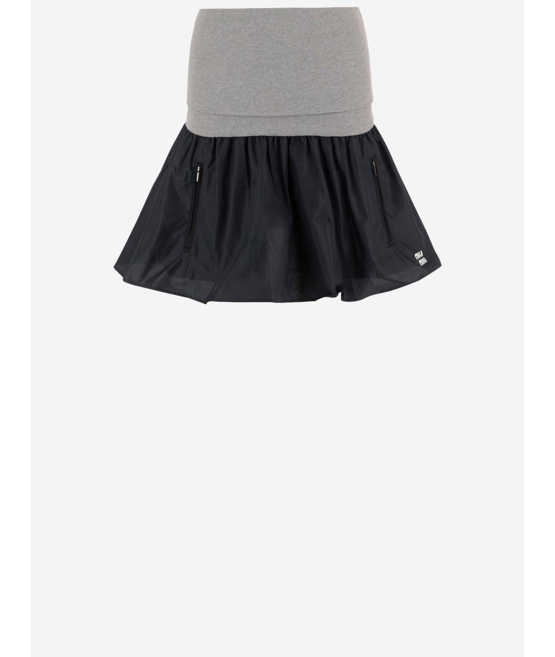 MIU MIU Серая полиэстеровая юбка миди, фото 4