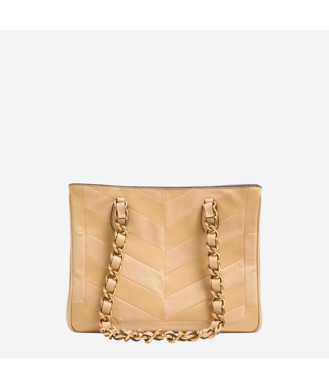 VALENTINO Бежевая кожаная сумка тоут, фото 3