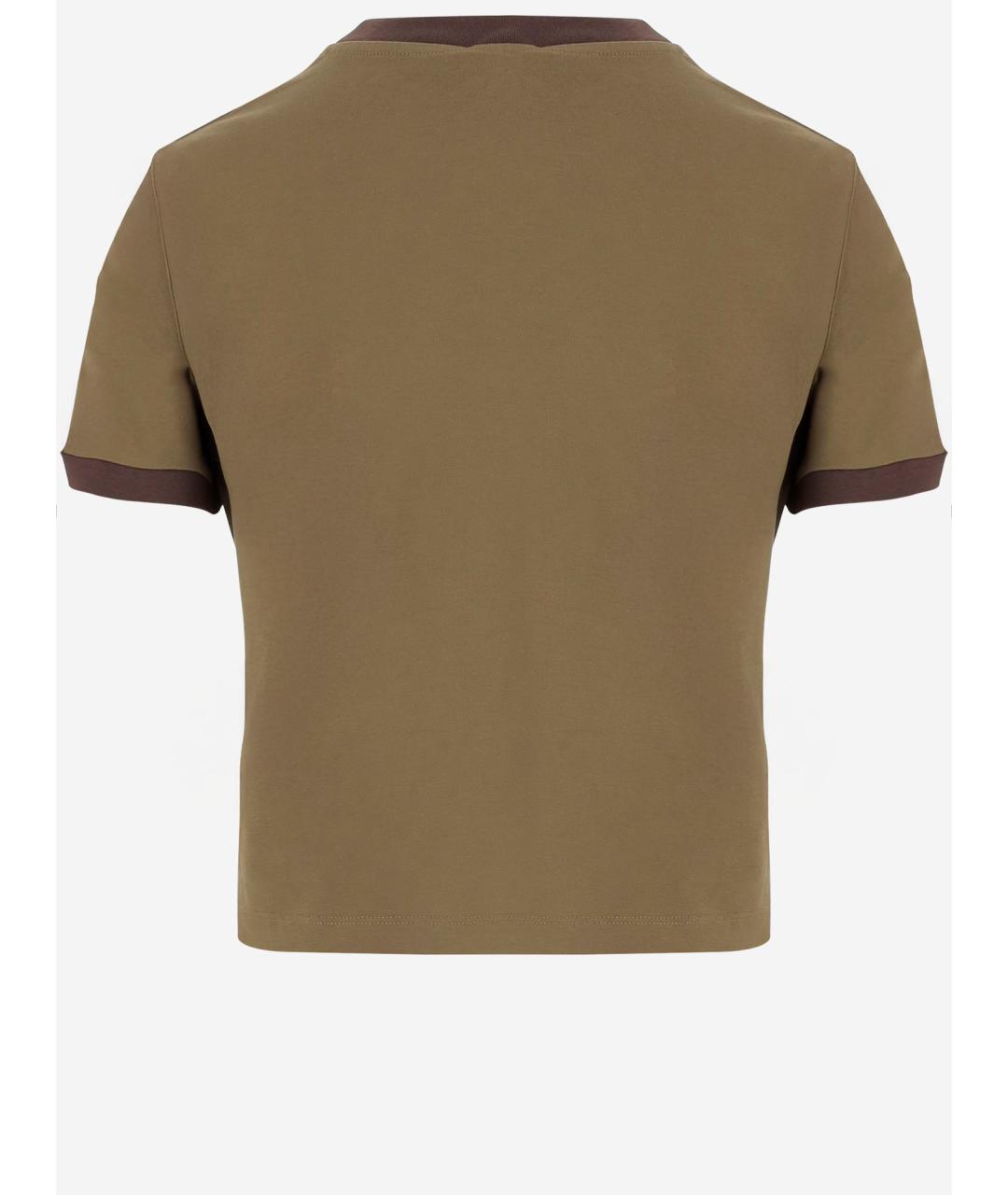 MIU MIU Зеленая хлопковая футболка, фото 2