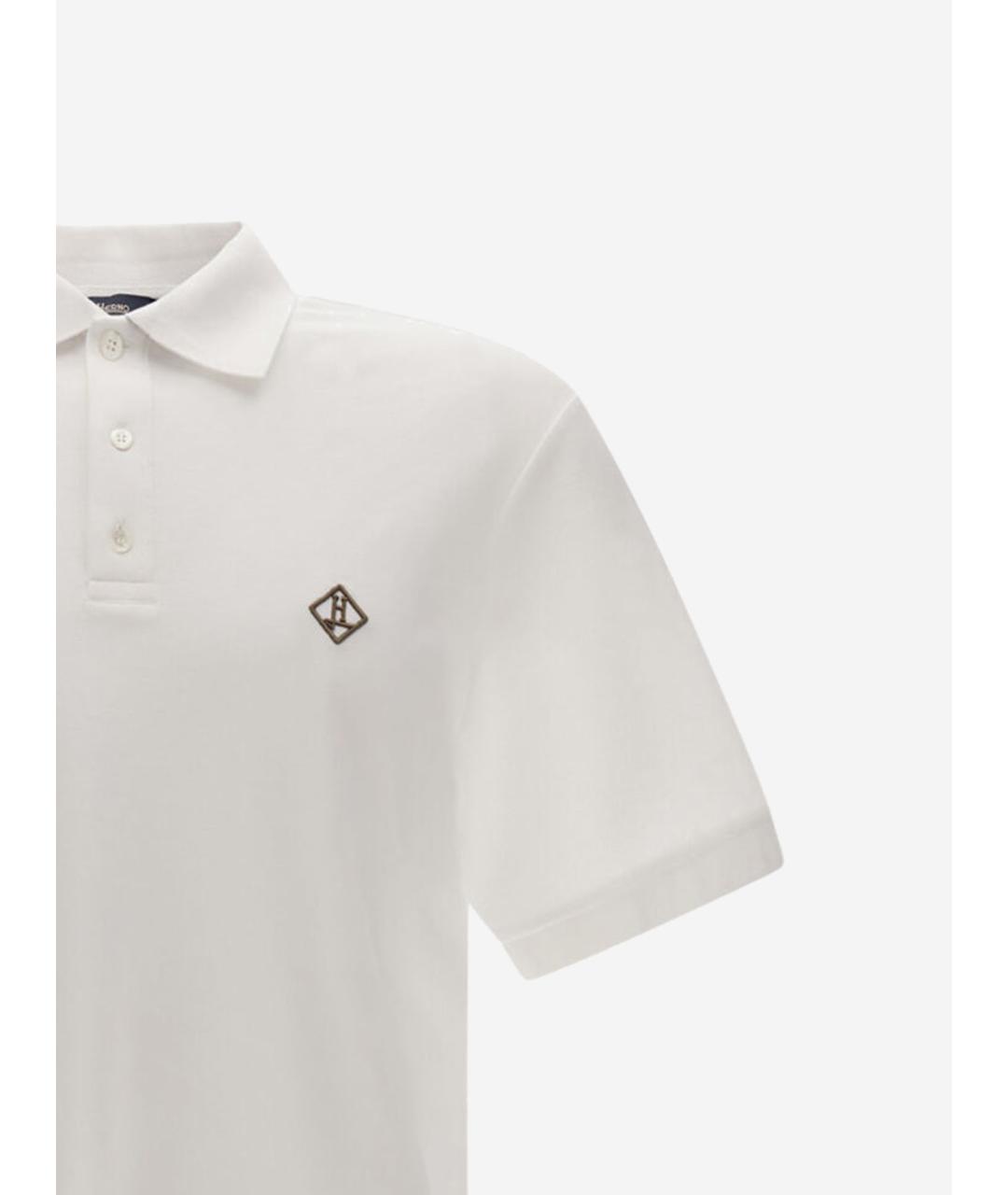HERNO Белое хлопковое поло с коротким рукавом, фото 3