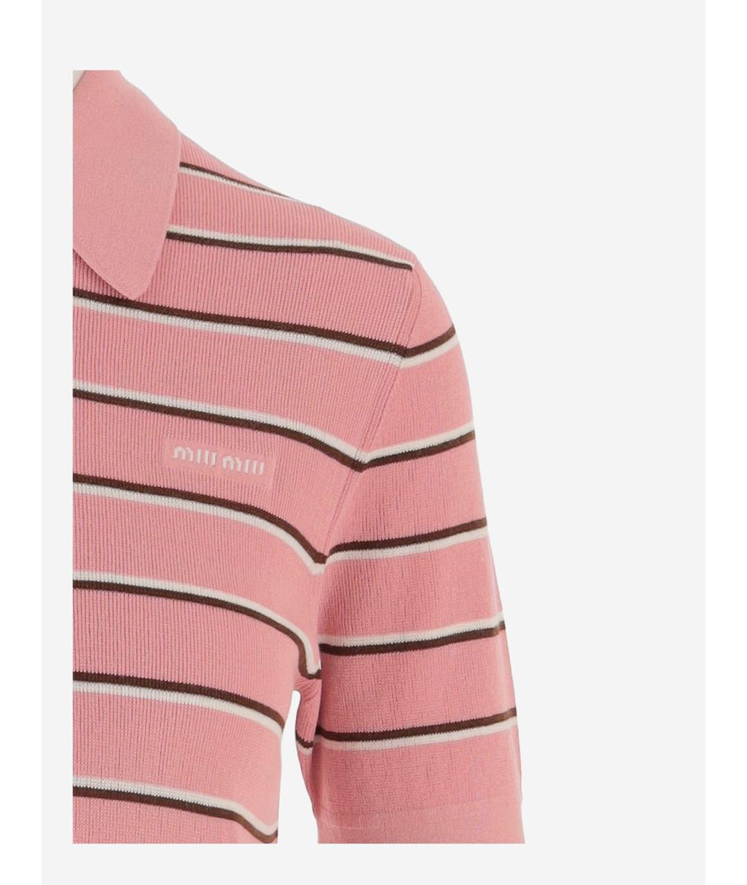 MIU MIU Розовая хлопковая футболка, фото 3