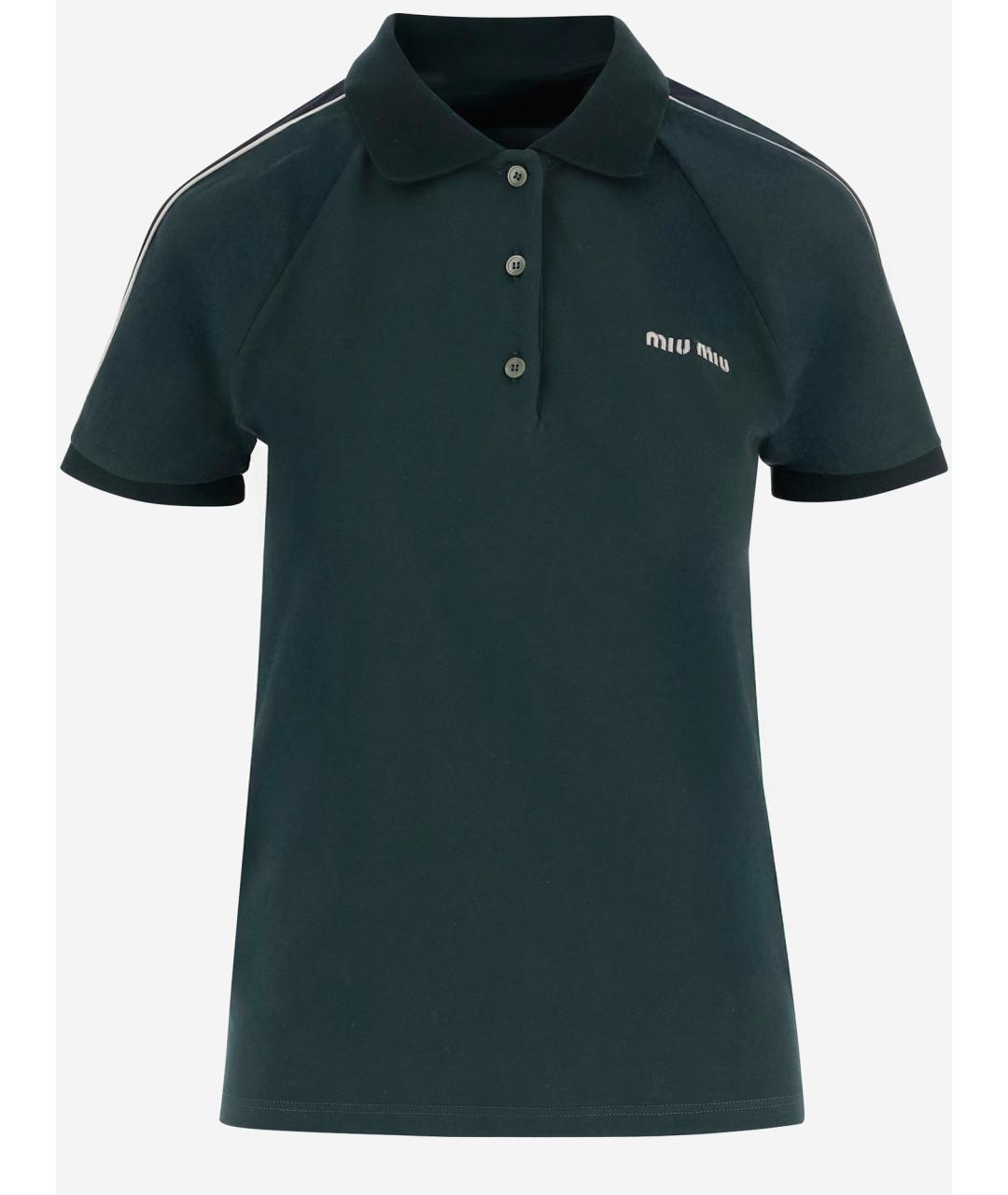 MIU MIU Зеленая хлопковая футболка, фото 4