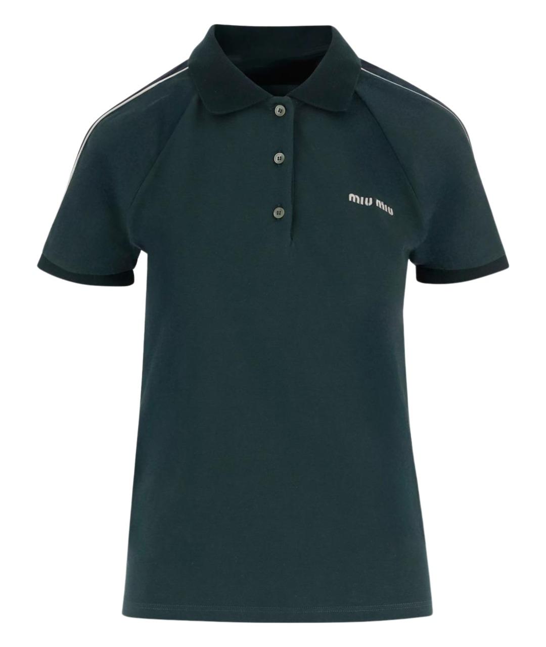 MIU MIU Зеленая хлопковая футболка, фото 1