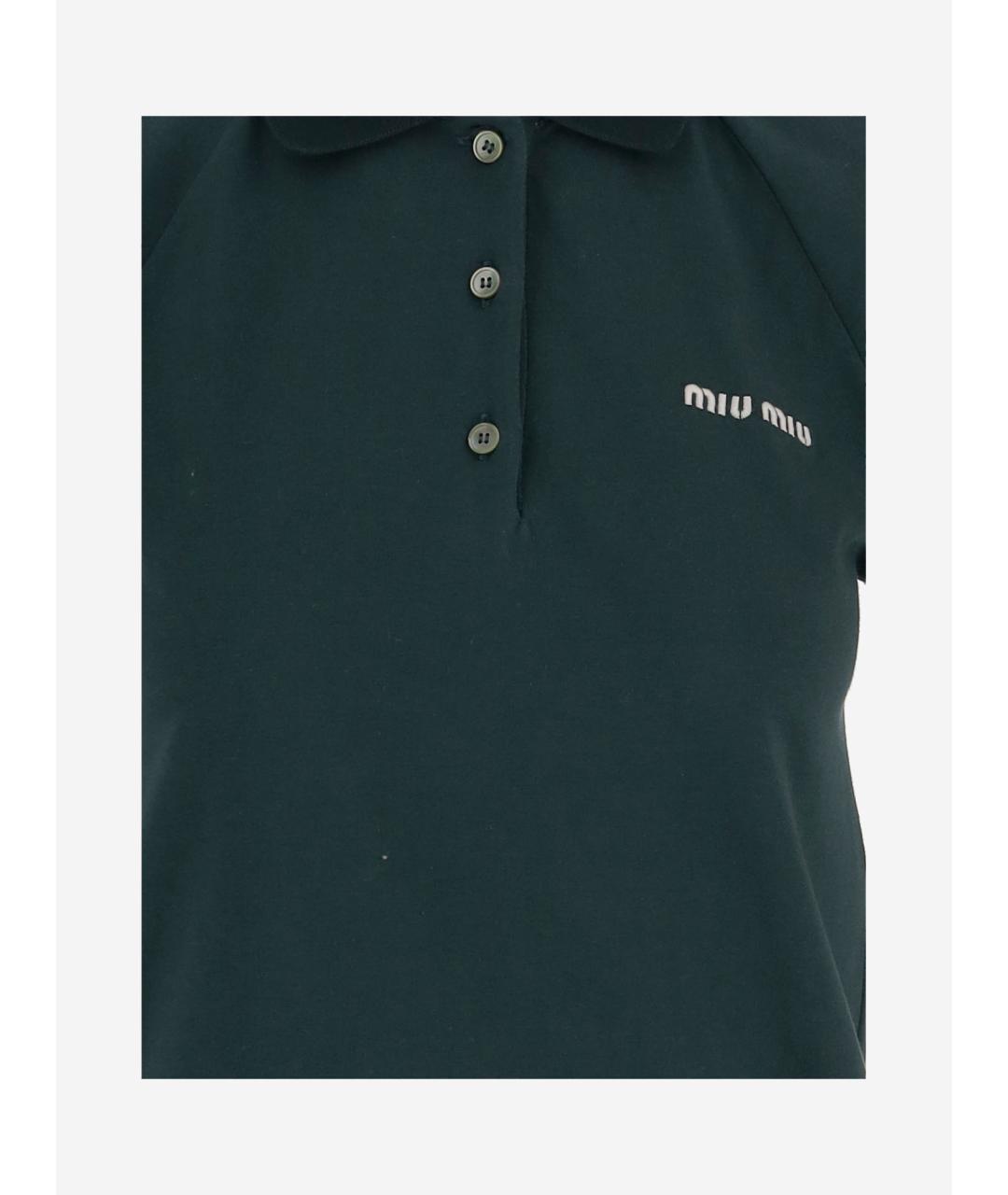 MIU MIU Зеленая хлопковая футболка, фото 2