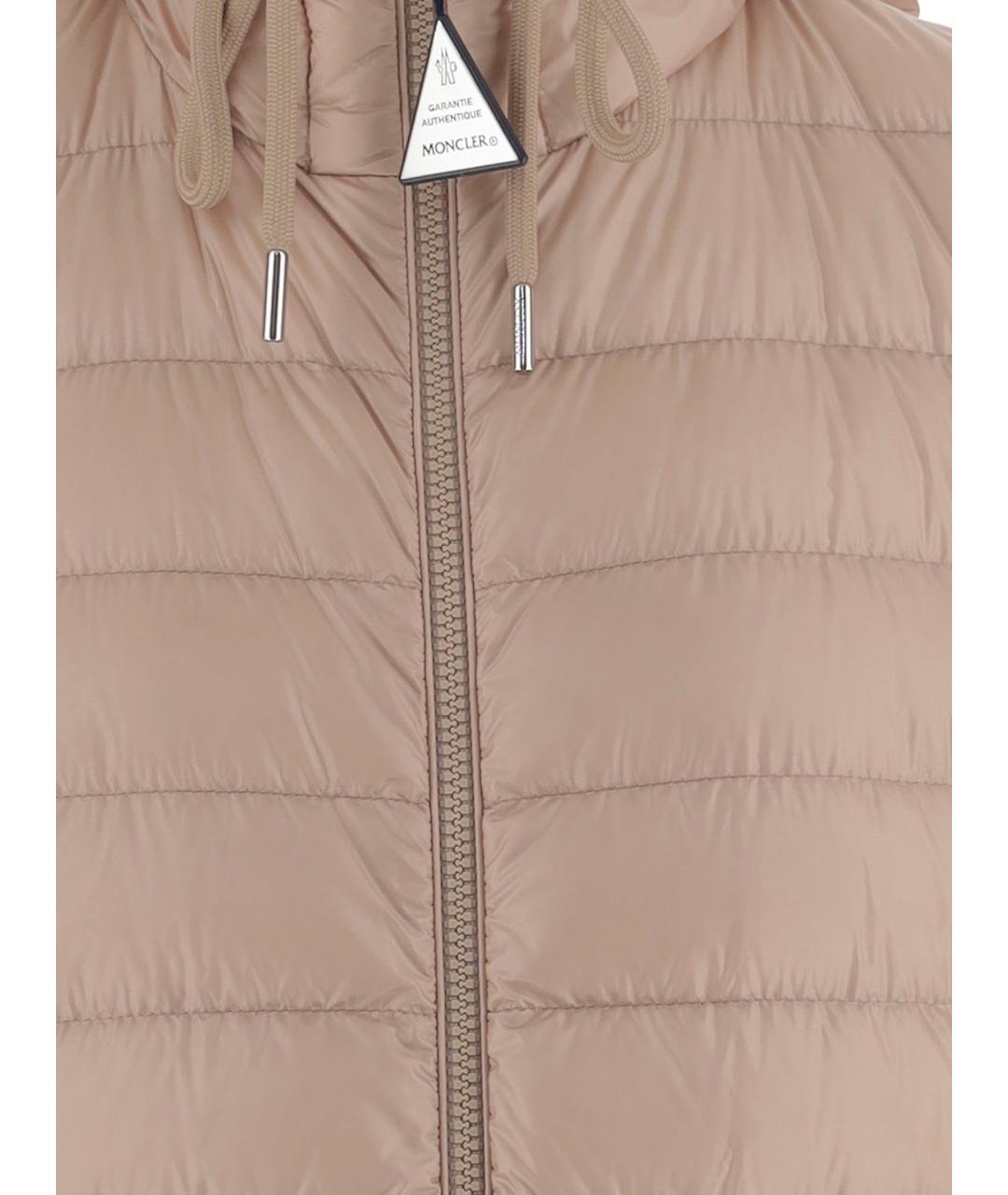 MONCLER Бежевый полиамидовый пуховик, фото 3