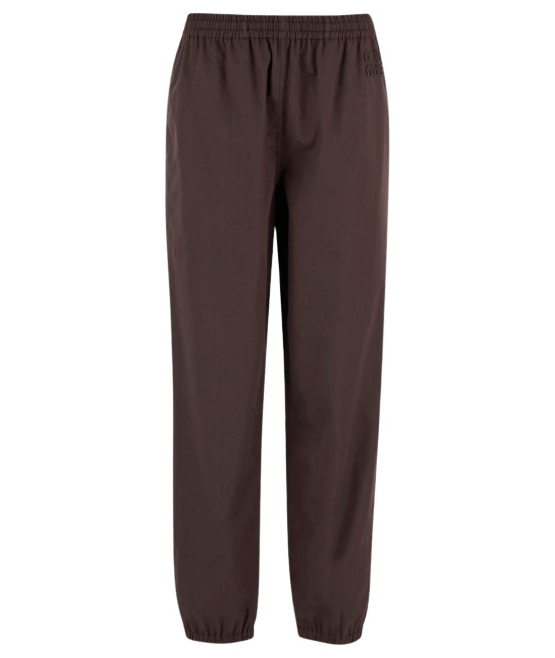 MIU MIU Коричневые хлопковые прямые брюки, фото 1