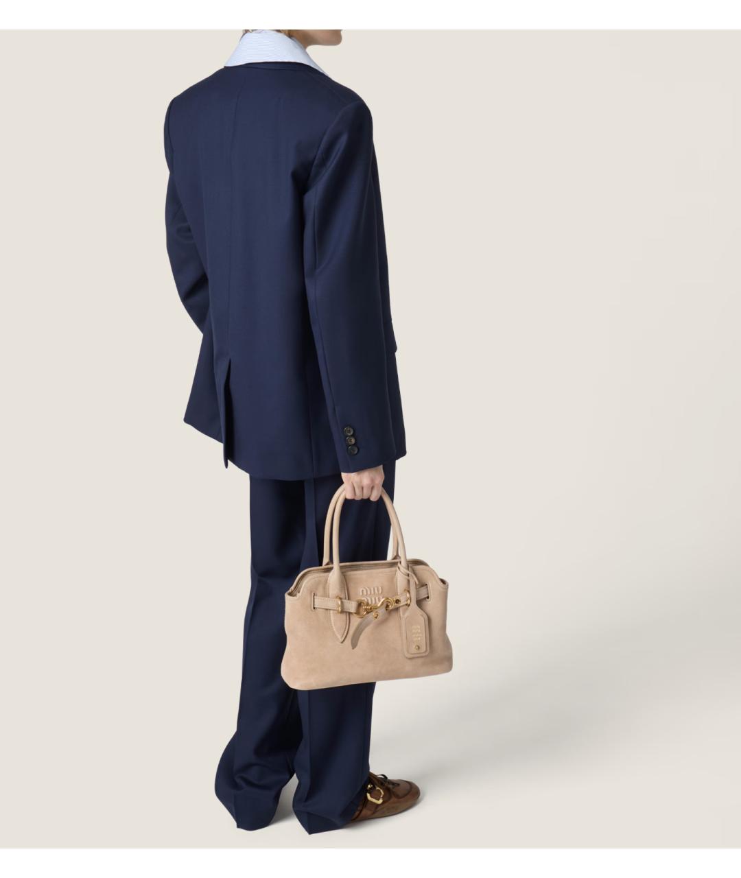 MIU MIU Бежевая кожаная сумка тоут, фото 5