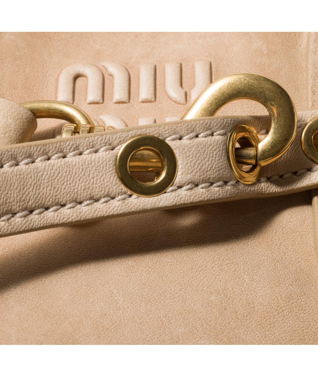MIU MIU Бежевая кожаная сумка тоут, фото 7
