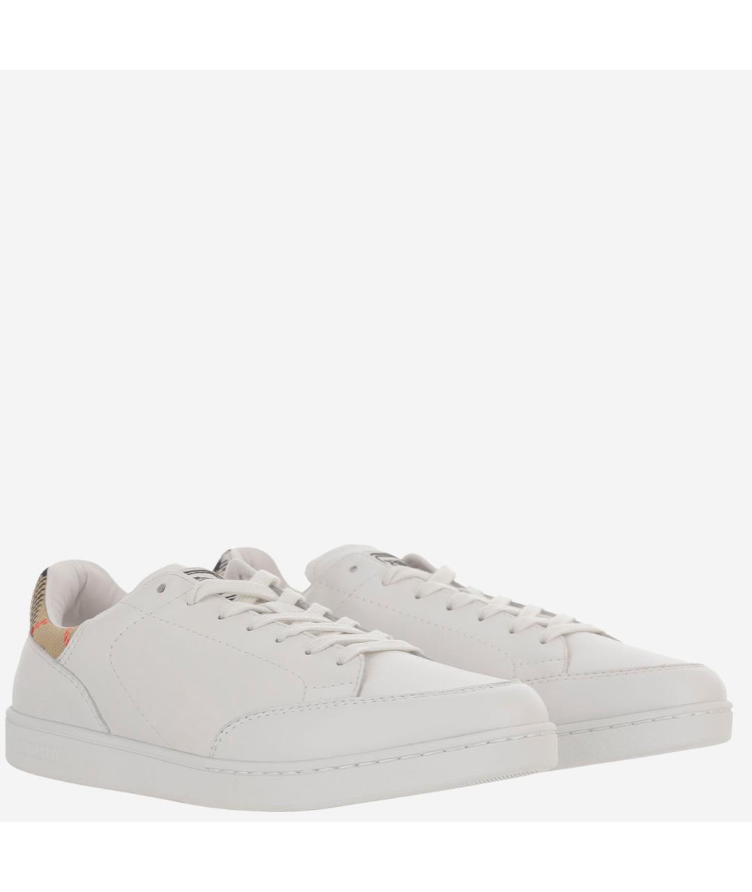 BURBERRY Белые кожаные низкие кроссовки / кеды, фото 2