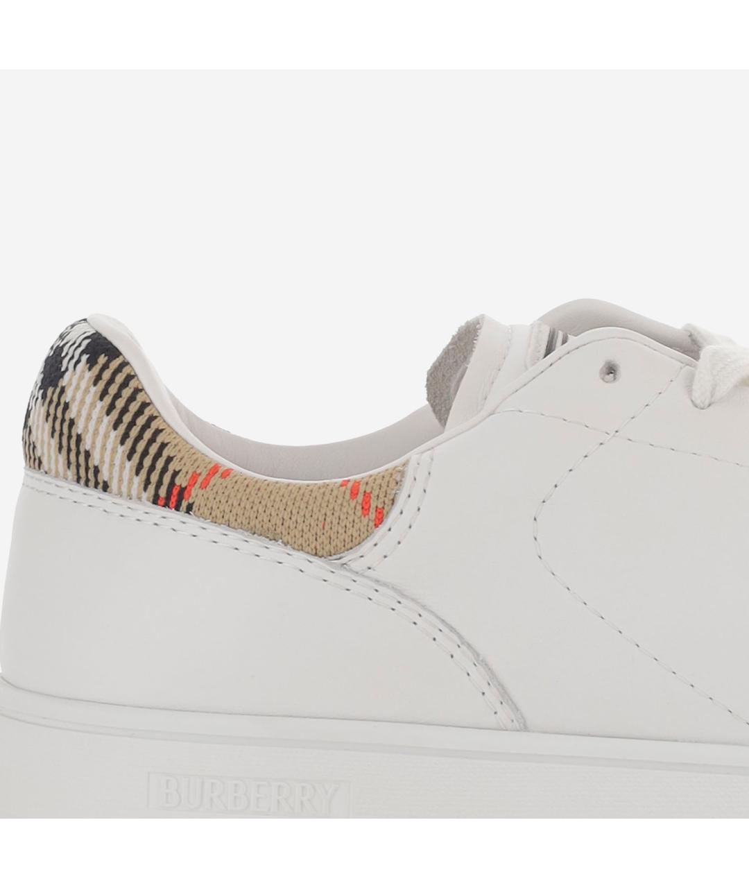 BURBERRY Белые кожаные низкие кроссовки / кеды, фото 5