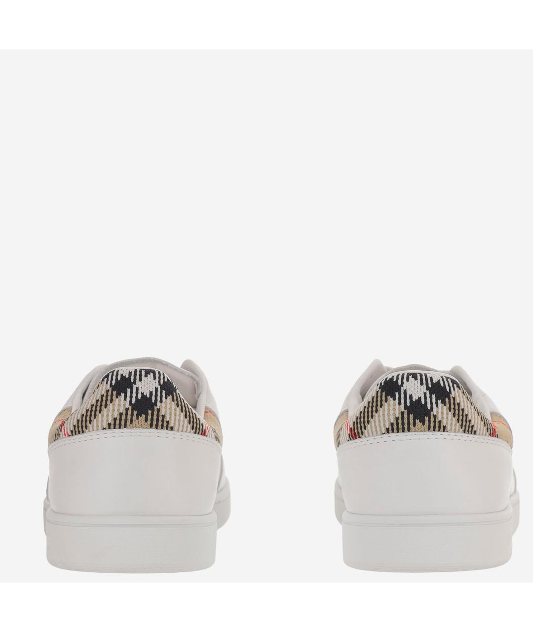 BURBERRY Белые кожаные низкие кроссовки / кеды, фото 3