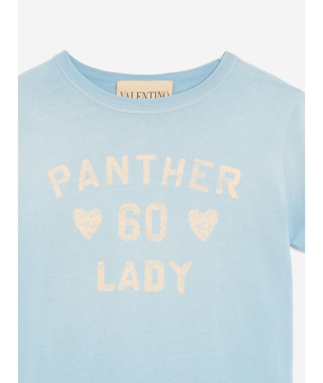 VALENTINO Голубая хлопковая футболка, фото 3