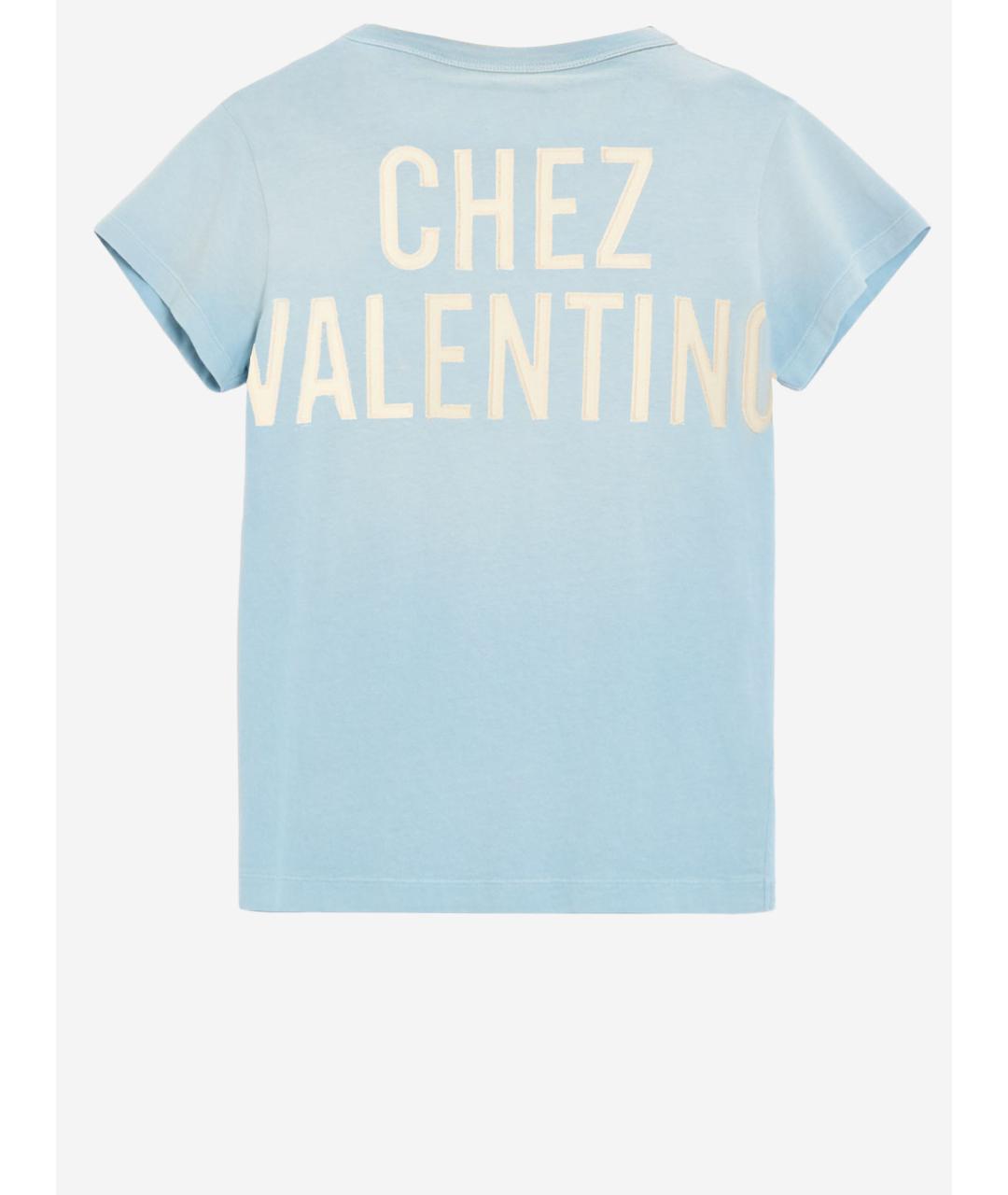 VALENTINO Голубая хлопковая футболка, фото 2