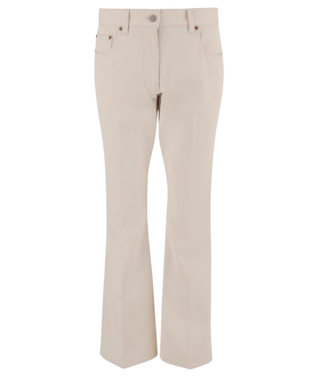 VALENTINO Бежевые хлопковые прямые джинсы, фото 1