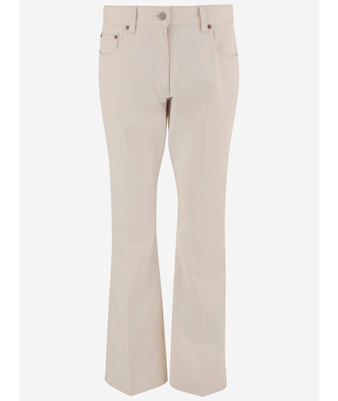 VALENTINO Бежевые хлопковые прямые джинсы, фото 4