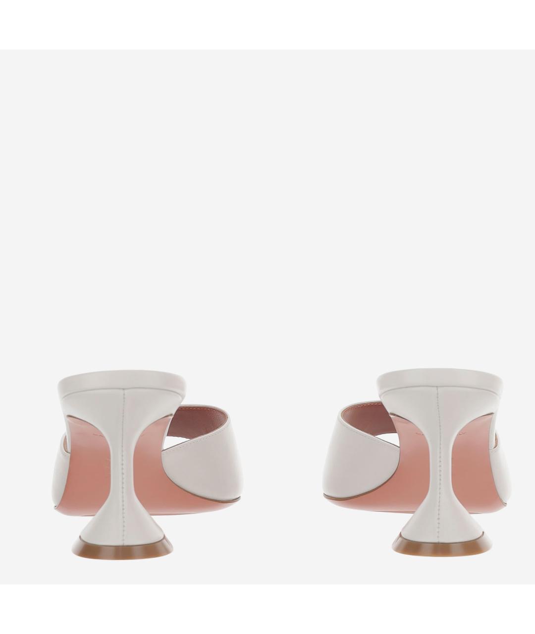 Amina Muaddi Белые кожаные мюли, фото 3