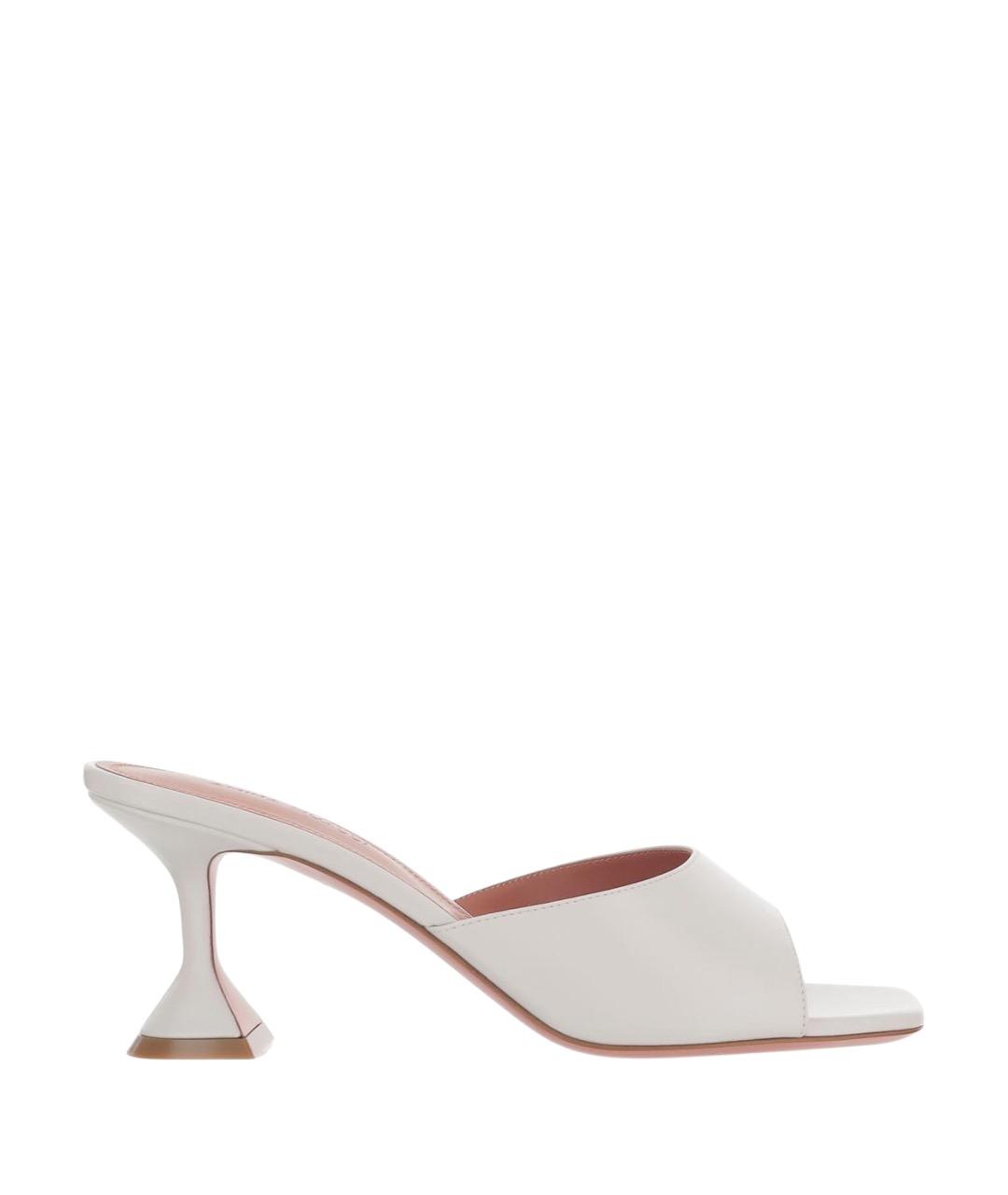 Amina Muaddi Белые кожаные мюли, фото 1
