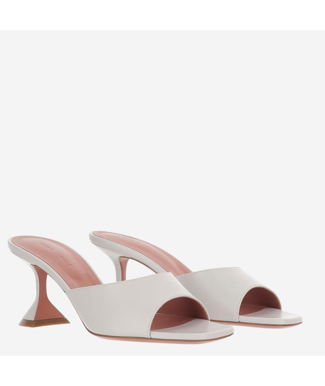 Amina Muaddi Белые кожаные мюли, фото 2