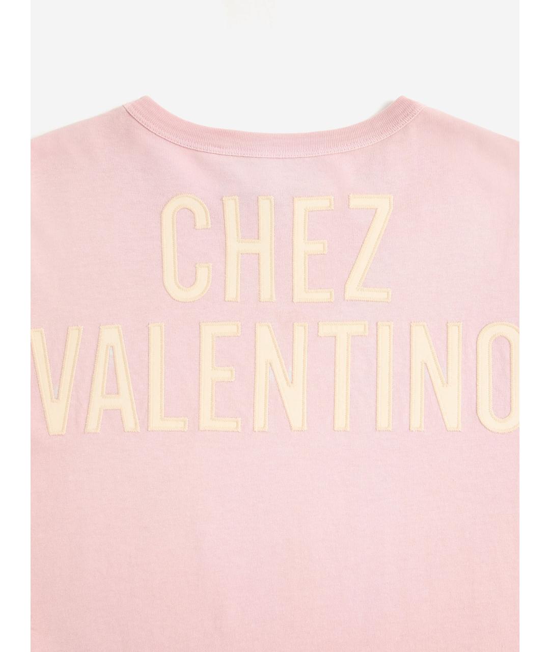 VALENTINO Розовая хлопковая футболка, фото 3