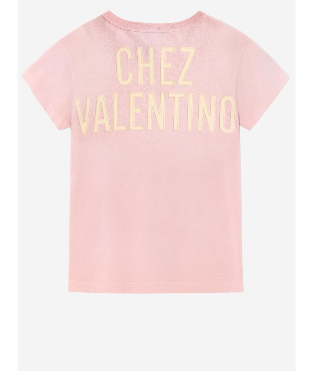 VALENTINO Розовая хлопковая футболка, фото 2