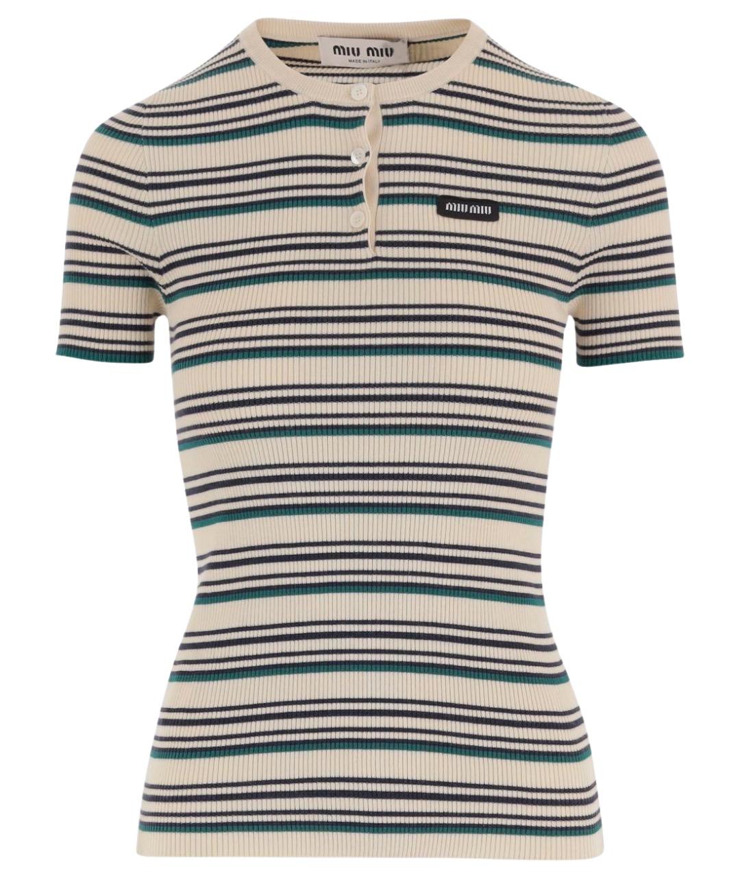 MIU MIU Мульти хлопковая футболка, фото 1