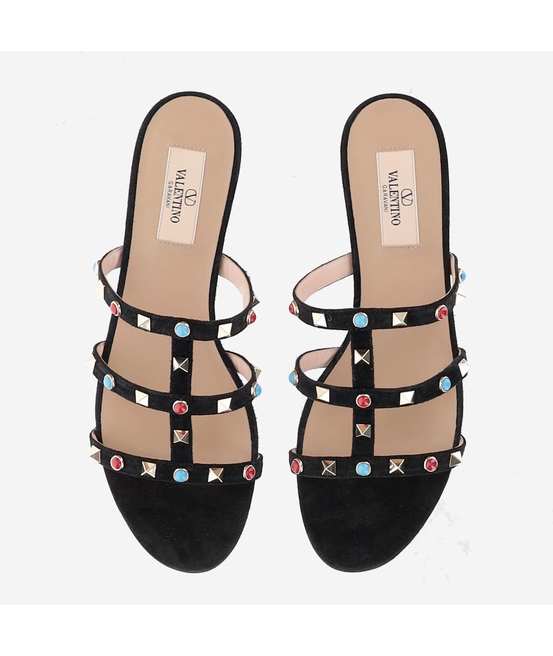 VALENTINO Черные кожаные шлепанцы, фото 4