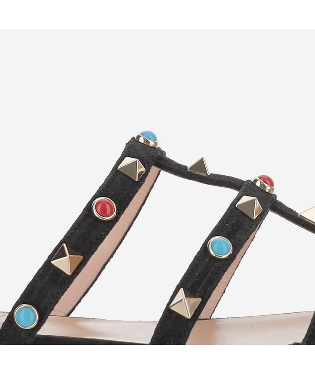 VALENTINO Черные кожаные шлепанцы, фото 5