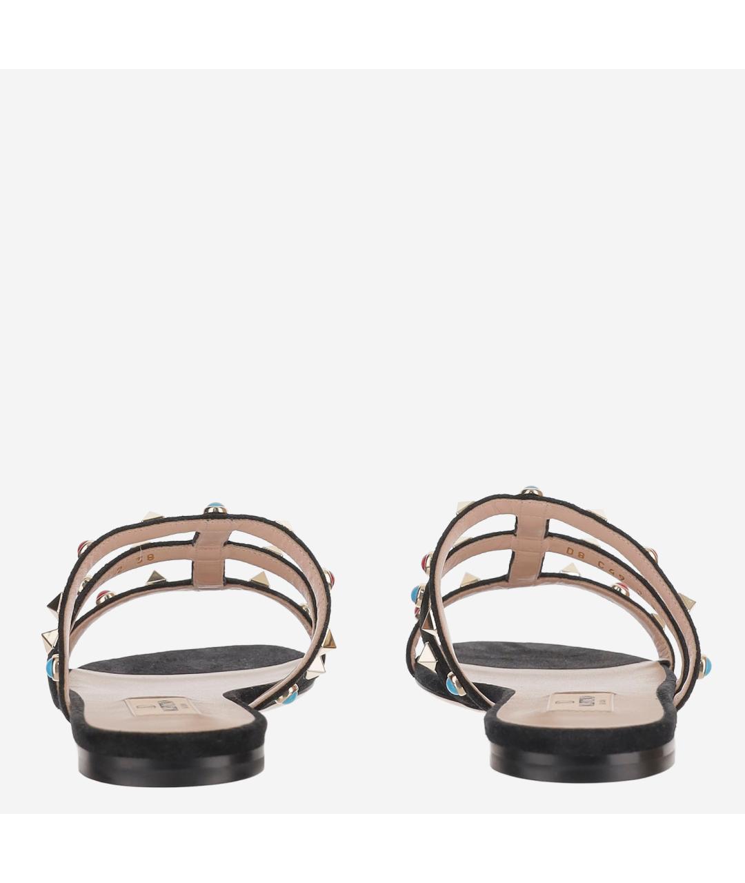 VALENTINO Черные кожаные шлепанцы, фото 3