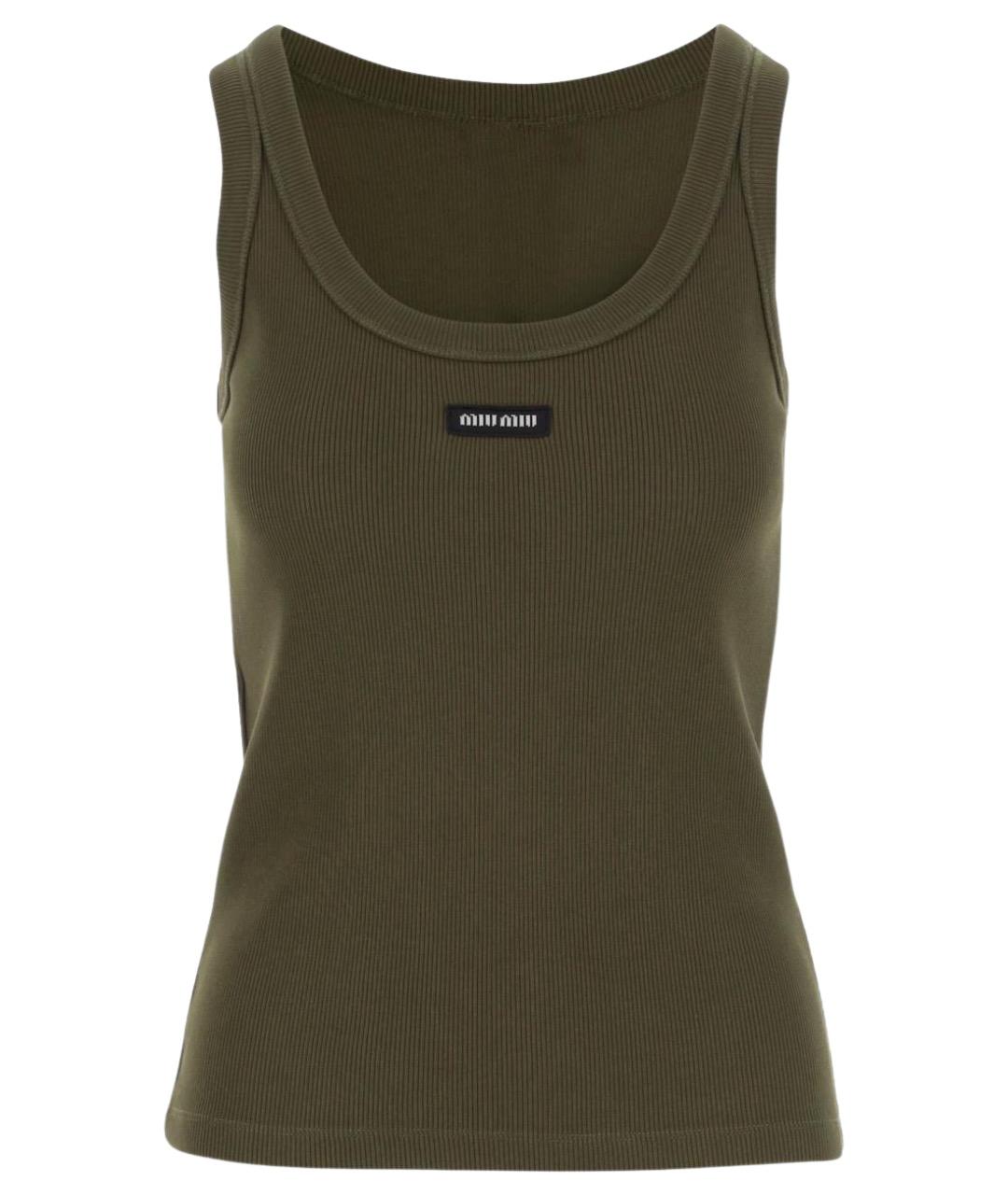 MIU MIU Зеленая хлопковая майка, фото 1