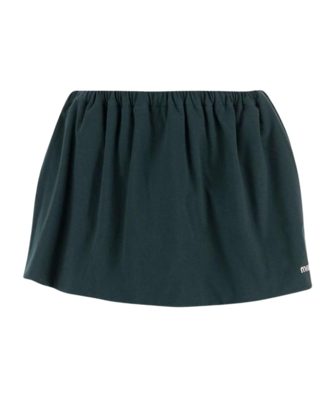 MIU MIU Бирюзовая хлопковая юбка мини, фото 1