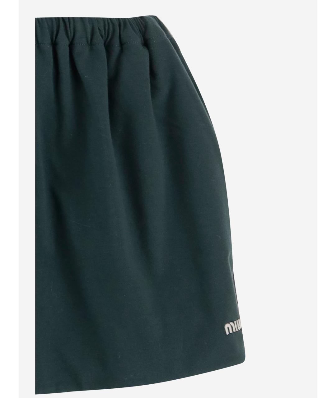 MIU MIU Бирюзовая хлопковая юбка мини, фото 4