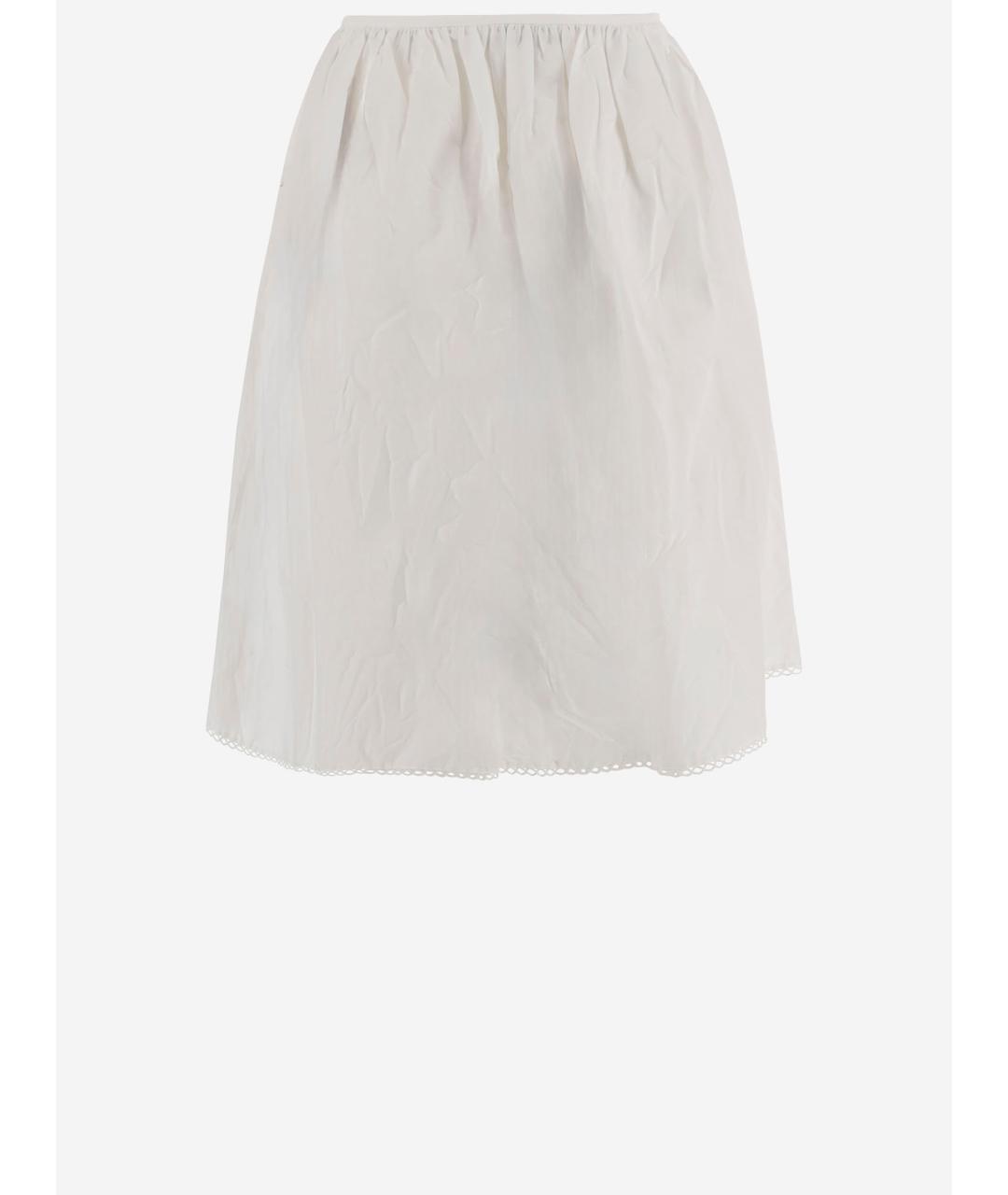 MIU MIU Белая хлопковая юбка миди, фото 2