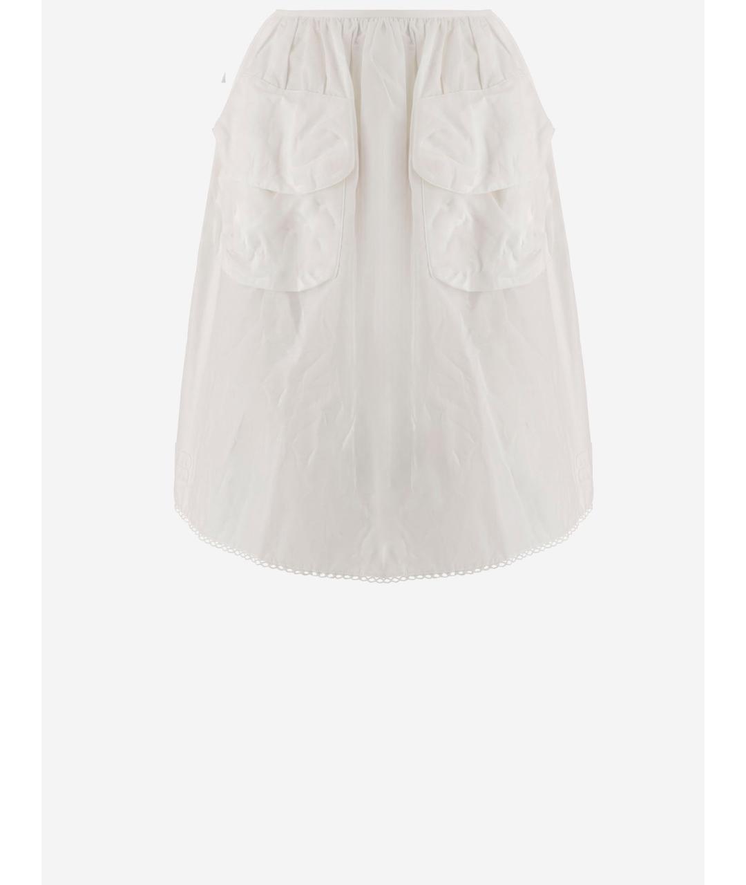 MIU MIU Белая хлопковая юбка миди, фото 4