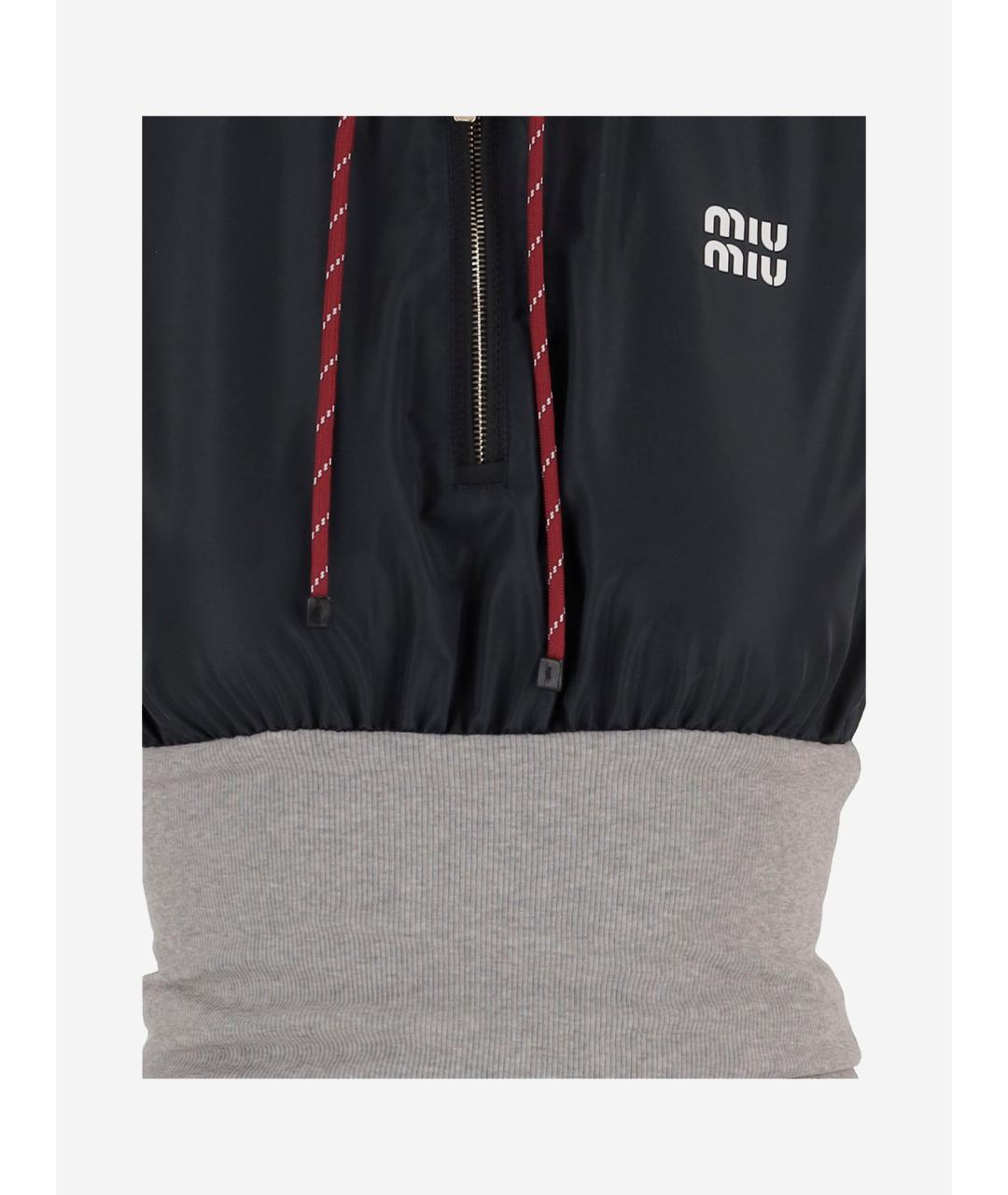 MIU MIU Черное полиэстеровое повседневное платье, фото 3