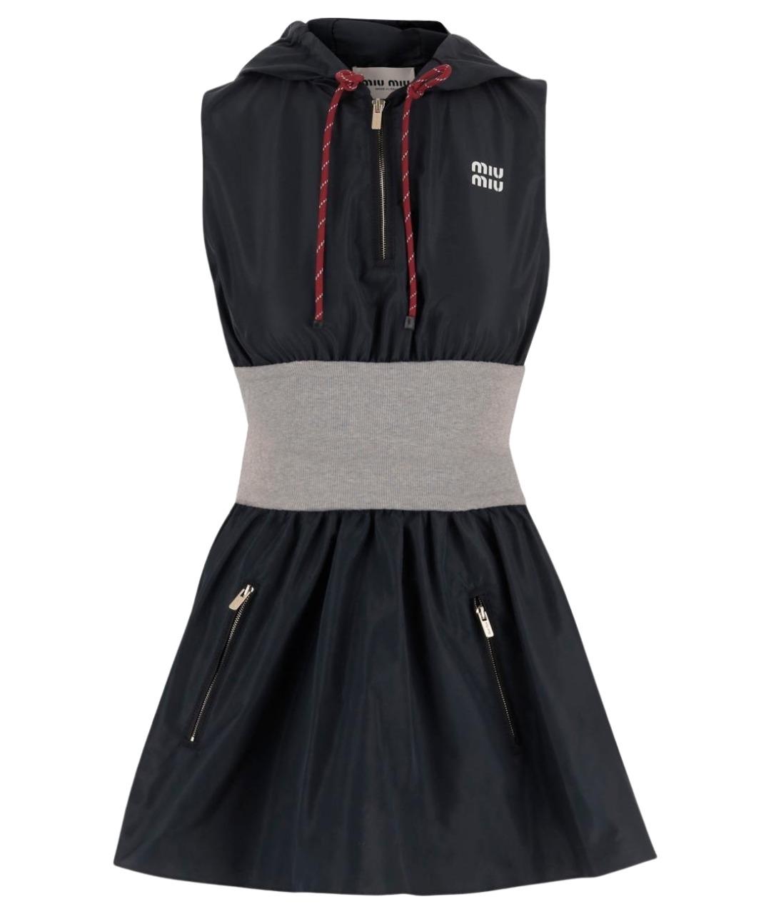 MIU MIU Черное полиэстеровое повседневное платье, фото 1