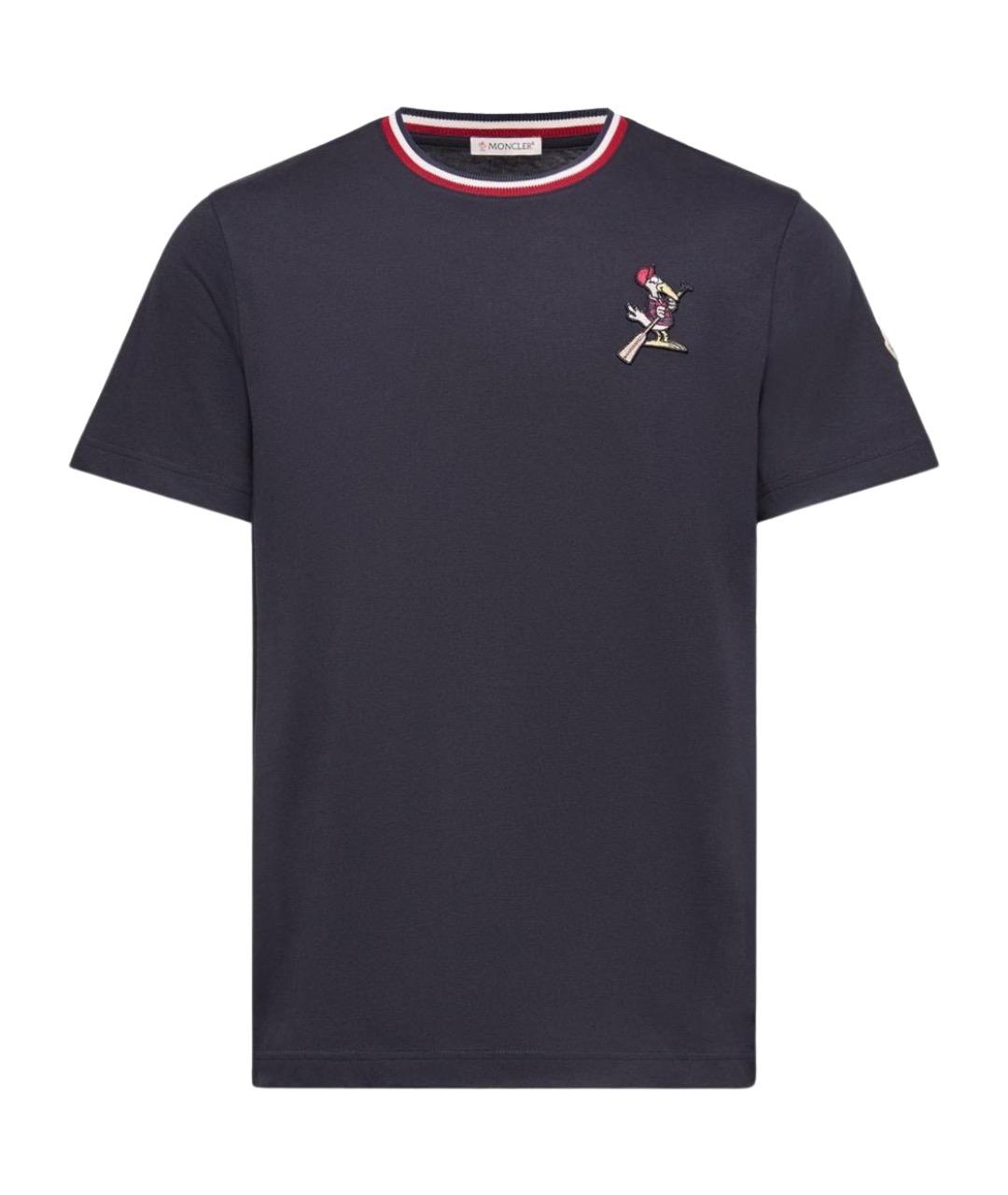 MONCLER Синяя хлопковая футболка, фото 1