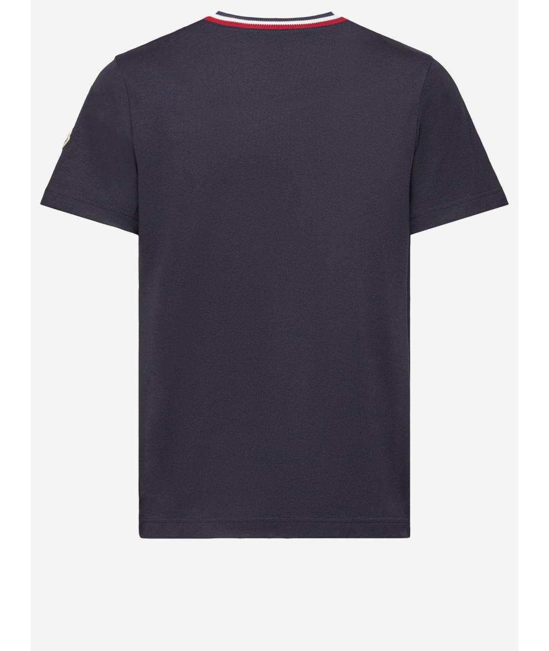 MONCLER Синяя хлопковая футболка, фото 2