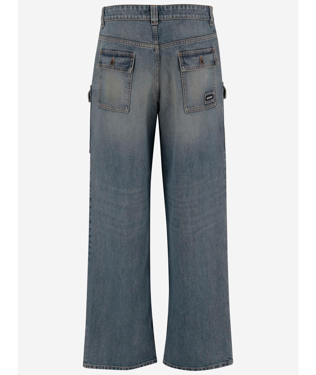 MIU MIU Синие хлопковые прямые джинсы, фото 2