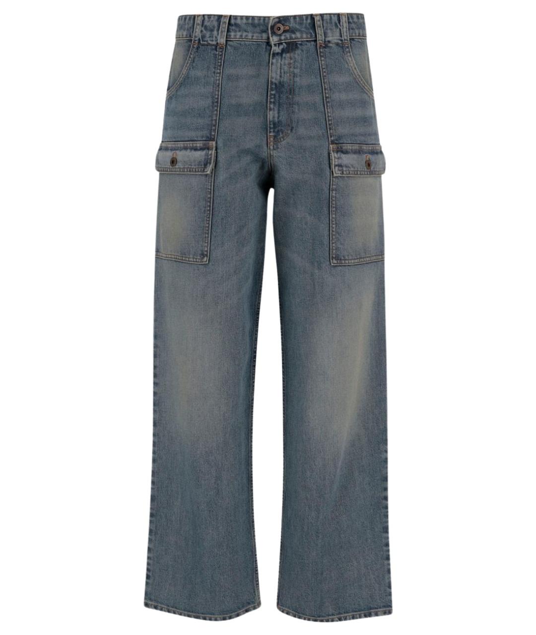 MIU MIU Синие хлопковые прямые джинсы, фото 1
